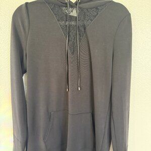 WHBM Dark Gray / Black Hooded Tunic with Lace